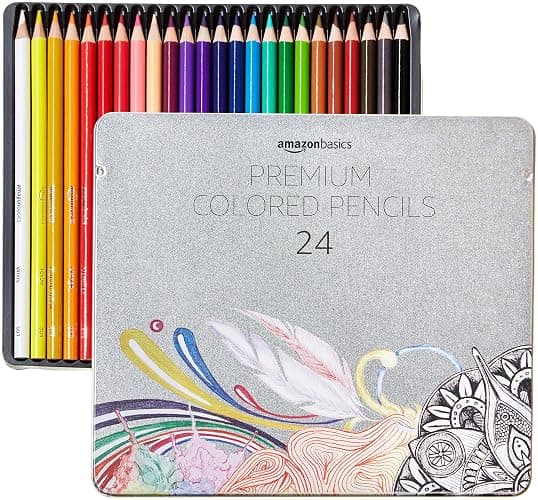 Amazon Basics Colored Pencils for Coloring and Drawing, Premium, Soft Core, Back to School Supplies, 24 Count (Pack of 1), Multicolor - Image 1
