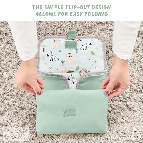 Polar Gear Baby Changing Mat – Wipe-Clean Changing Mat for Newborns – Travel Changing Mat with Pocket – Padded, Foldable Changing Matt Baby – Safari thumbnail 3