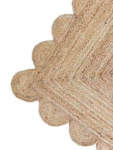 Gautam International Scalloped Natural Jute Area Rug, Natural Color (6'X9') - Natural - 6'x9' thumbnail 5