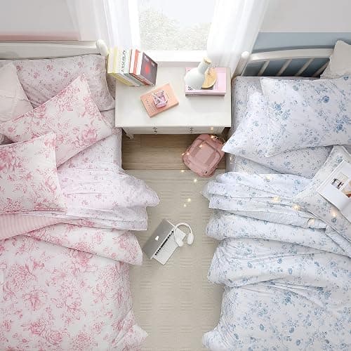 Laura Ashley- Queen Comforter Set, Reversible Cotton Bedding with Matching Sham(s), Farmhouse Home Decor, Dorm Room Essentials (Delphine Mauve Pink, Queen) thumbnail 9