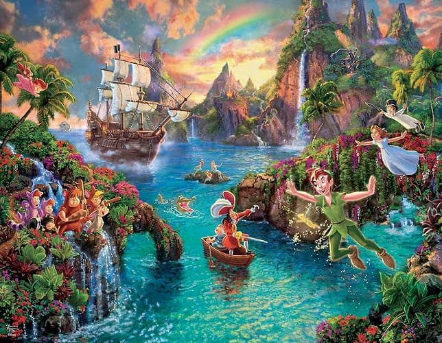 Ceaco - 4 in 1 Multipack - Thomas Kinkade - Disney Dreams Collection - Tangled, Sleeping Beauty, Peter Pan, & Mickey and Minnie - (4) 500 Piece Jigsaw Puzzles, 18 x 14 thumbnail 4