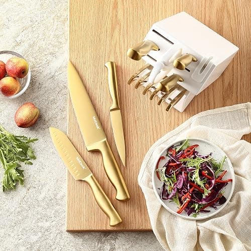 McCook® Knife Sets, Golden Titanium Stainless Steel Kitchen Knife Block Sets with Built-in Sharpener thumbnail 5