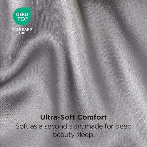 Bedsure Satin Pillowcases, Similar to Silk Pillowcase 2 Pack,Cooling Pillow Case for Sleeping Women with Envelope Closure, Gifts for Women Men, Dark Grey, Queen Size, 20x30 Inches, 2pcs thumbnail 5