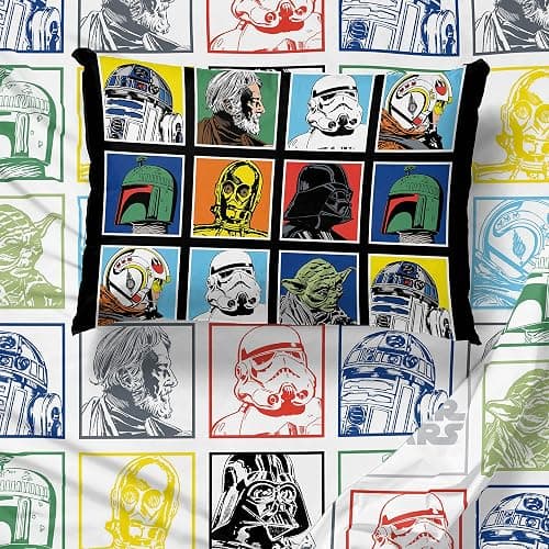 Jay Franco Kids Sheet Set with Fitted, Flat Sheets & Pillow Cover - Ultra-Soft Bedding with Pillowcase for Room Decor, Multi - Star Wars, 3 Piece Twin thumbnail 2