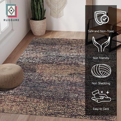 RUGSURE Washable Area Rug - 1/6 Thick - Stain & Water Resistant Non-Slip - Resistant Rug for Living Room, Bedroom, Nursery, Pet & Child Friendly, Vintage Charm Area Rugs (Rust, 5' x 7') thumbnail 2