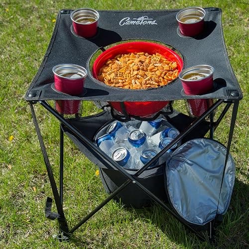 Camerons All-in-One Tailgating Table - Portable Folding Camping Table with Insulated Cooler, Food Basket, Cup Holders & Travel Bag - Collapsible Picnic Table for Outdoor BBQs, Beach & Camp Trips thumbnail 2