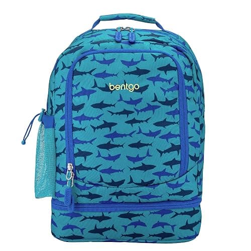 Bentgo Kids 2-in-1 Backpack & Insulated Lunch Bag - Durable 16” Backpack & Lunch Container in Unique Prints for School & Travel - Water Resistant, Padded & Large Compartments (Shark) - Image 1