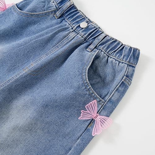 Rolanko Girls Jeans Denim Elastic Wasit Wide Leg Baggy Pants Kids Clothes 4-14 Years thumbnail 2