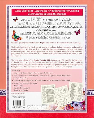 Inspire Catholic Bible NLT Large Print (LeatherLike, Multicolor): The Bible for Coloring & Creative Journaling thumbnail 2