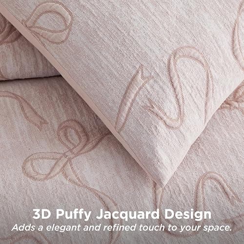 Bedsure Pink Comforter Set Queen, GentleSoft™ 3 Pieces Breathable Bow Comforter Set Women Girls with 2 Pillow Shams, Cute Queen Bedding Sets Pink Room Decor Aesthetic Bedroom Decor, 90x90 Inches thumbnail 9