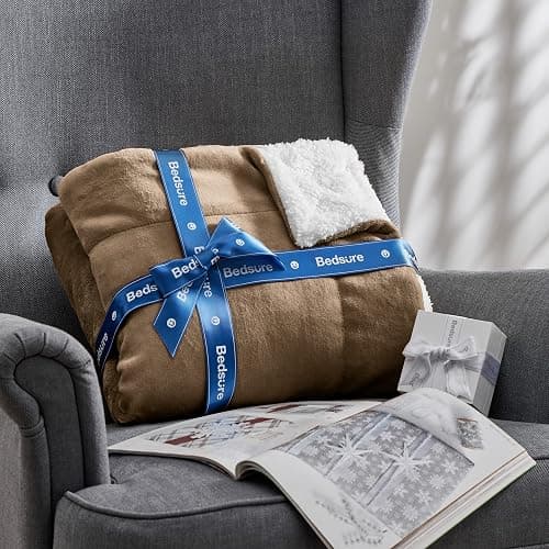 Bedsure GentleSoft Sherpa Fleece Twin Size Blanket for Couch, Non-Heated, Thick and Warm Throw for Women and Men, Soft Fuzzy Plush Twin Blanket for Winter, Camel, 60x80 Inches thumbnail 7