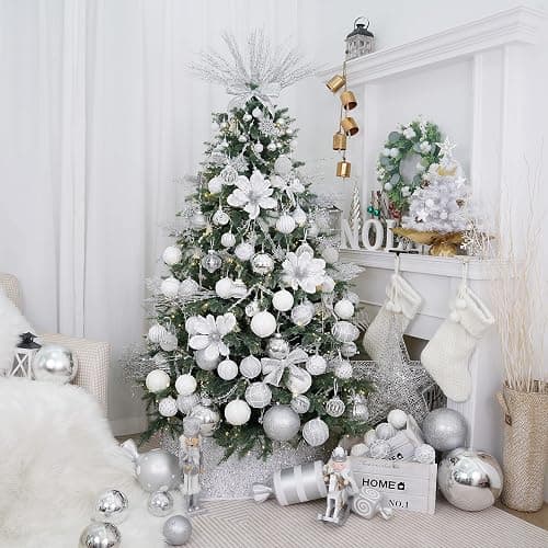 Christmas Glitter Stems 24pcs Artificial Pine Tree Picks for Christmas Tree Ornaments fillers, DIY Xmas Wreath, Crafts, Garland, Holiday, Party, Wedding and Home Decoration (Silver) thumbnail 6