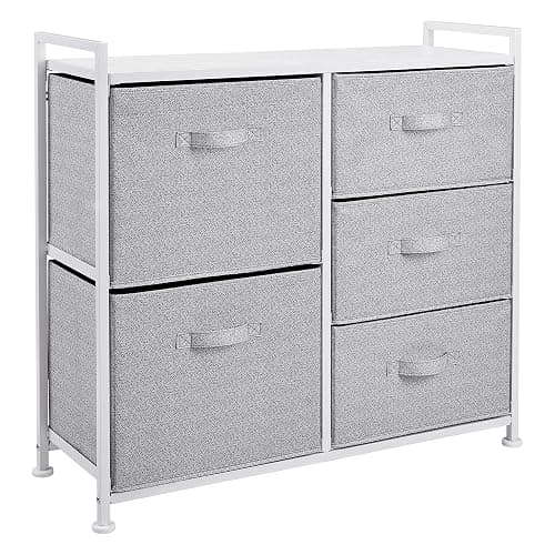 Amazon Basics Closet Organizer Drawers with 5-Fabric Storage Units, White - Image 1