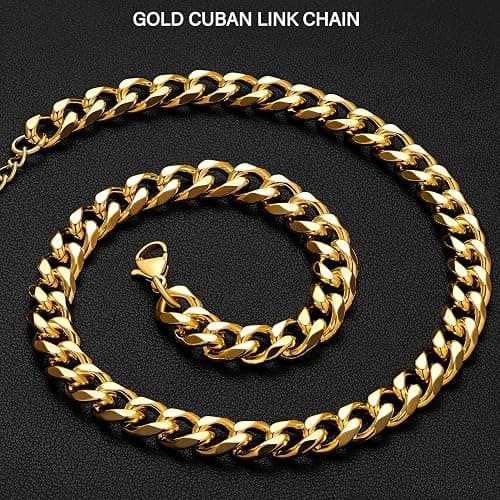 WomenGifts Cuban Link Chain Necklace for Women, Waterproof 14k Gold Silver Plated Chain Choker, Non Tarnish Stainless Steel Jewelry, 3.5/5/6/8/11mm,14/16/18 Inch Thin&Chunky&Thick thumbnail 4