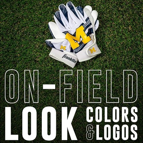 Franklin Sports Youth NCAA Football Receiver Gloves - Receiver Gloves for Kids - NCAA Team Logos and Silicone Palm - Youth Pair - Great for Games & Costumes thumbnail 2
