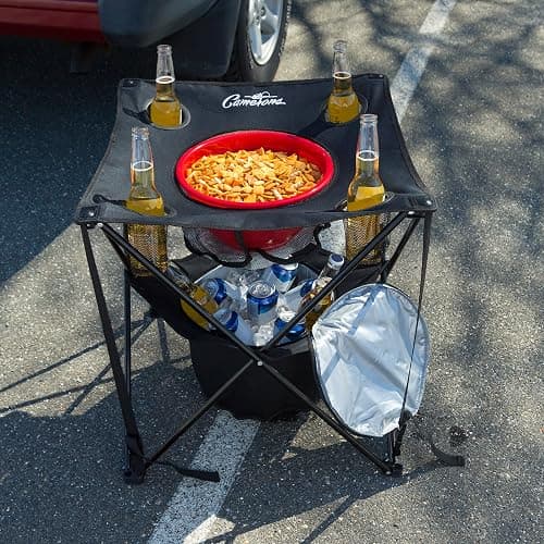 Camerons All-in-One Tailgating Table - Portable Folding Camping Table with Insulated Cooler, Food Basket, Cup Holders & Travel Bag - Collapsible Picnic Table for Outdoor BBQs, Beach & Camp Trips thumbnail 6