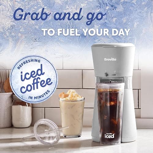 Breville Iced Coffee Maker | Single Serve Iced Coffee Machine Plus Coffee Cup with Straw | Ready in Under 4 Minutes | Grey [VCF155] thumbnail 4