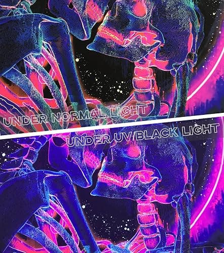 TUGCAY Blacklight Skull Tapestry Glow in the Dark Tapestry Kissing Lovers Tapestries Skeleton Neon Trippy Moon Stars Vertical Posters Wall Hanging Decor for Bedroom Aesthetic – 51.2” x 59.1” thumbnail 5