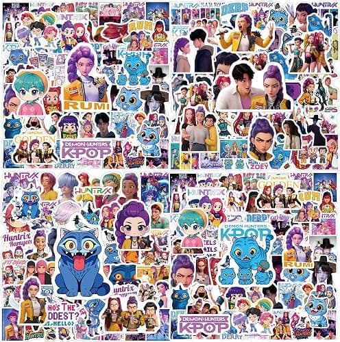 300Pack Demon Stickers Hunter, Cute Kawaii Girl Group Decal Pack for Laptop, Phone, Water Bottle - Aesthetic Stickers for Journal, Tablet, Skateboard - Image 1