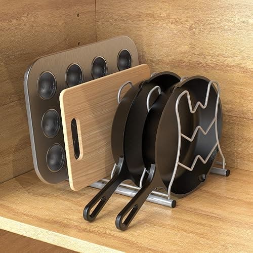 Deco Brothers Pan Organizer Rack for Kitchen Cabinet and Counter, Silver thumbnail 5