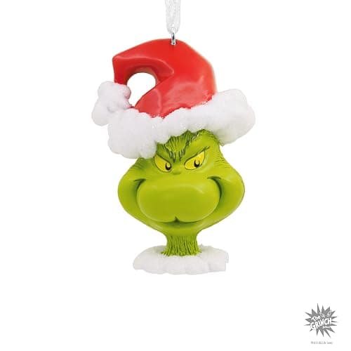 Hallmark Dr. Seuss's How The Grinch Stole Christmas! Grinch in Santa Hat Christmas Ornament thumbnail 6