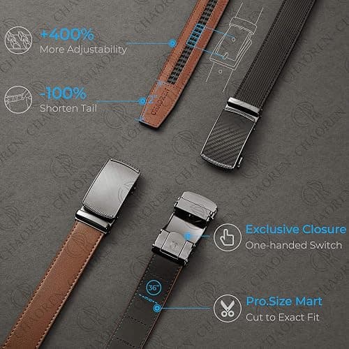 CHAOREN Mens Belt Leather Ratchet Belt - Customizable Fit, Effortless Style (35mm) thumbnail 4