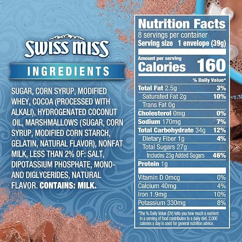 Swiss Miss Chocolate Hot Cocoa Mix With Marshmallows, 1.38 oz., 8-Count Envelopes thumbnail 2