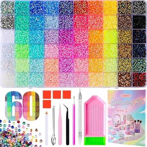 LERBOU 48000Pcs 60 Colors Resin Jelly Rhinestone Bedazzling Kit with DIY | 3mm Multicolor Flatback Gems for Nail Art Books Diamond Art Makeup and Handmade Crafts - Image 1