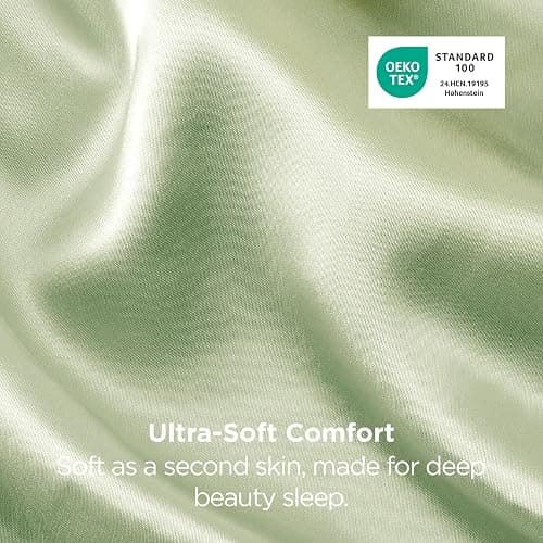 Bedsure Satin Pillowcase 2 Pack Similar to Silk Pillow Cases Standard Size, Pillow Case for Sleeping Women with Envelope Closure, Gifts for Women Men, Sage Green, 20x26 Inches, 2pcs thumbnail 6