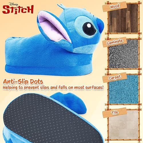 Disney Stitch 3D Plush Slippers for Women Teens Eeyore Baby Yoda Soft Cozy Fleece Non Slip House Shoes Gifts for Women thumbnail 5