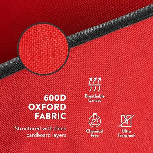 Zober Christmas Ornament Storage Box - Stores 64 Ornaments - Non-Woven, Tear- Proof Christmas Ornament Storage Containers - 3 Inch Cube Compartments - Red thumbnail 6