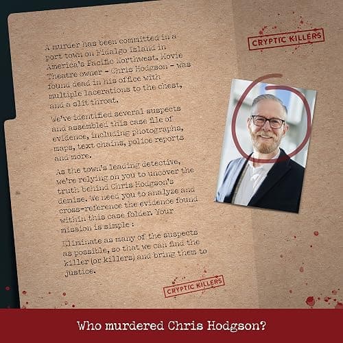 Cryptic Killers Unsolved Murder Mystery Game - Cold Case File Investigation - Detective Clues/Evidence - Solve The Crime - Individuals, Date Nights & Party Groups - Murder at The Movie Theater thumbnail 3