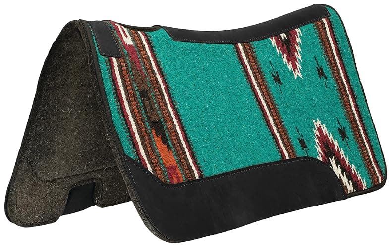 Weaver Equine 31" x 32" Contoured Single Weave Wool Blend Felt Horse Saddle Pad, Shock Absorbing Western Saddle Pad for Protection, Turquoise Pattern thumbnail 2
