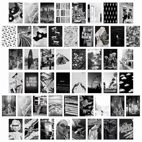 CY2SIDE 50 Aesthetic Black and White Pictures for Wall Collage Chic Collage Printing Set Room Decoration for Vintage Wall Art Prints for Room Photo Display - Image 1