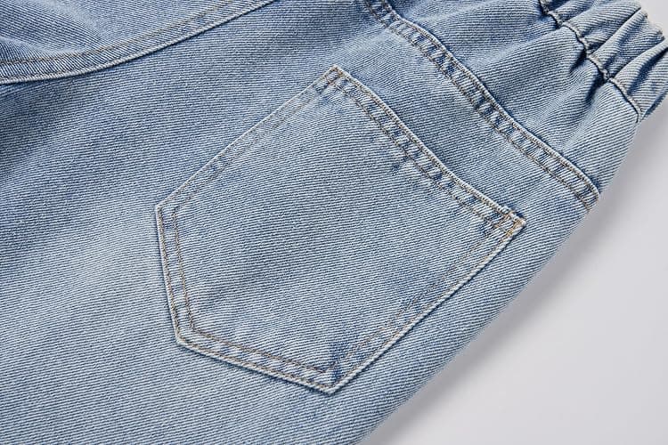 Kidinix Baggy Jeans for Girls Wide Leg Cute Bow Star Jeans Kids Elastic Wasited Denim Pants 5-14Y thumbnail 4