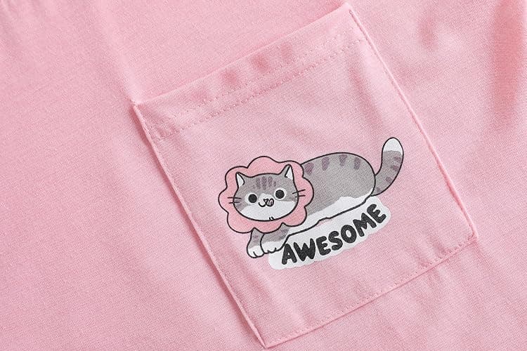 Hupohoi Kids Pajama Sets 3pcs Cartoon Sleepwear Chest Pocket Short Sleeve Top with Shorts Pants Nighty Pjs 6 to 18 Years thumbnail 4