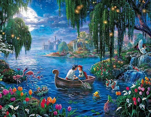 Ceaco - 4 in 1 Multipack - Thomas Kinkade - Disney Dreams Collection - Tangled, Mickey and Minnie Mouse, Dumbo, & The Little Mermaid - (4) 500 Piece Jigsaw Puzzles , Blue thumbnail 5