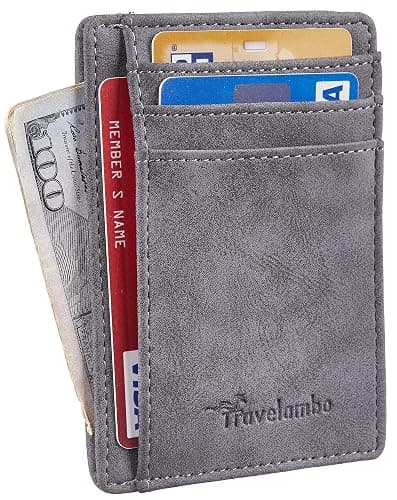 Travelambo Slim Wallet Front Pocket Minimalist Leather RFID Blocking Medium Size thumbnail 3