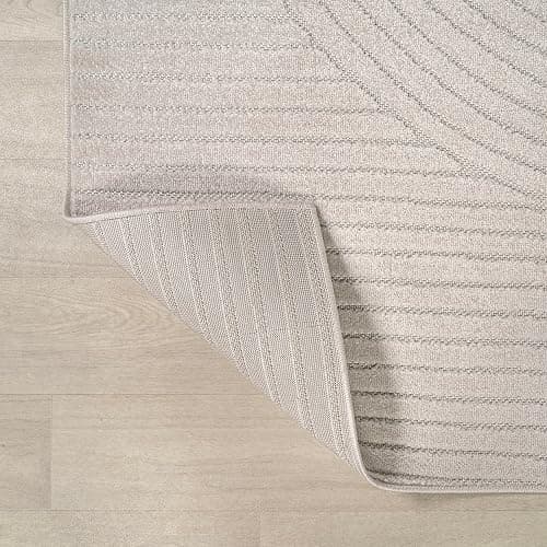 JONATHAN Y Hallie High-Low Curve Ivory/Cream Indoor/Outdoor Area Rug, 5x8, Minimalist, Pet Friendly, Non-Shedding, Stain Resistant, Hose-Washable for Backyard, Patio, Porch (SCN100B-5) thumbnail 4