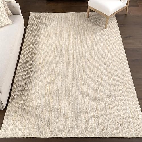 nuLOOM 8x10 Rigo Jute Hand Woven Area Rug, Off White, Solid Farmhouse Design, Natural Fiber, For Bedroom, Living Room, Dining Room, Hallway, Office, Kitchen, Entryway