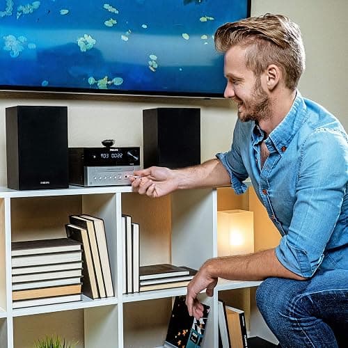 Philips Bluetooth Stereo System for Home with CD Player for Home, Wireless Streaming, MP3, USB, Audio in, FM Radio, 15W, Micro Music Sound System thumbnail 3