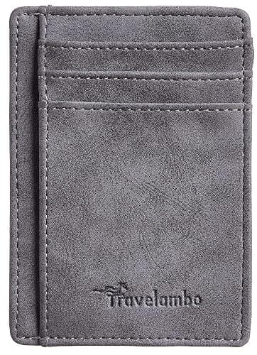 Travelambo Slim Wallet Front Pocket Minimalist Leather RFID Blocking Medium Size thumbnail 5