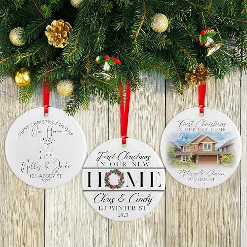 Custom New Home Ornament 2024 w/Your Home Photo, Address - 3" Our 1st Christmas in Our New Home Christmas Keepsake Ornament w/Optional Gift Box, Personalized Newlywed - With Photo thumbnail 7