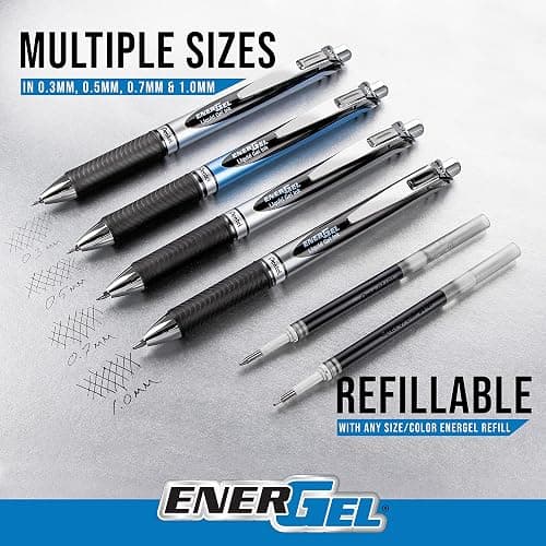 Pentel EnerGel RTX Retractable Liquid Gel Pens, (0.7mm), Assorted Colors, Ultimate Writing Pens, Best Writing Pens for Office, School and Journaling, Pack of 12 thumbnail 6