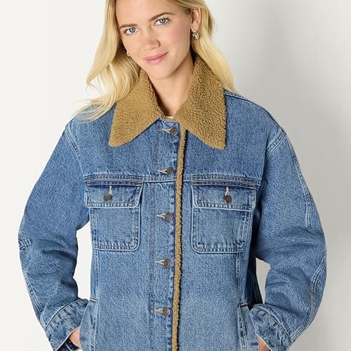 Amazon Essentials (Demi's Pick) Women's Oversized-Fit Faux-Shearling Lined Denim Jacket thumbnail 4