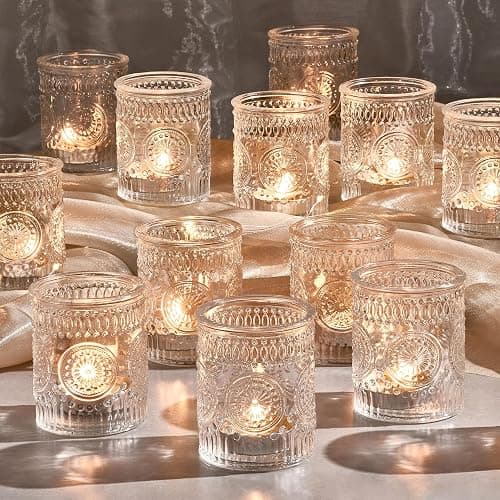 30 Pack Clear Glass Votive Candle Holders, Vintage Candle Holder Bulk, Tealight Candle Holders for Table Centerpieces, Home, Bridal Shower, Birthday, Christmas, Thanksgiving Party Table Decor - Image 1