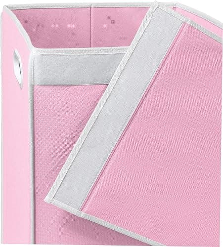 Simple Houseware Foldable Laundry Hamper Basket with Lid, Pink | with Handles for Bedroom, Laundry Room, Bathroom thumbnail 4