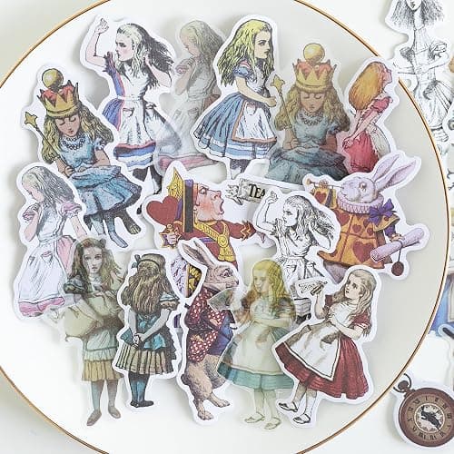 Alideco 80Pcs Vintage Scrapbook Stickers Set Retro Scrapbooking Paper Kawaii Alice Stickers Journaling Assorted Phone Adult - Image 1