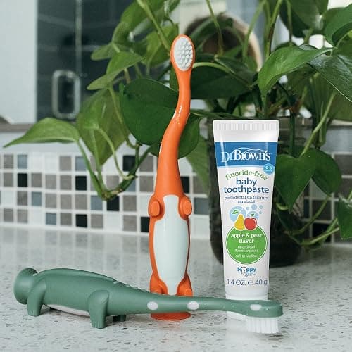 Dr. Brown's Baby and Toddler Toothbrush, Green and Orange Dinosaur 2-Pack, 1-4 Years thumbnail 6