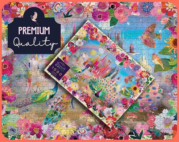 Elena Essex Jigsaw Puzzles 1000 Pieces - Peacock Castle, Puzzles for Adults 1000 Pieces, 1000 Piece Puzzle, Colorful Cool Dream Art Magical Puzzle, Size 28x20 inches thumbnail 4